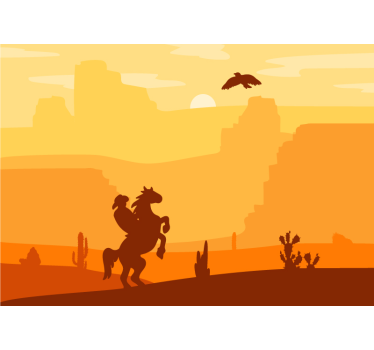 Fotobehang kinderkamer cowboy op paard - TenStickers