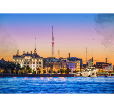Fotobehang stad zonsondergang skyline - TenStickers
