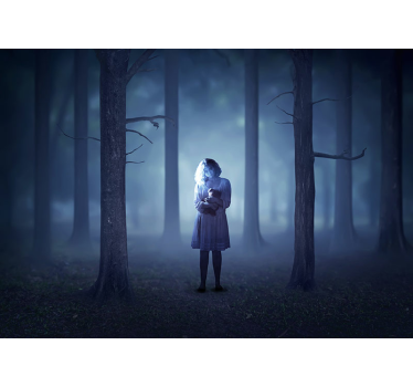 Fotobehang sprookje meisje in mist - TenStickers