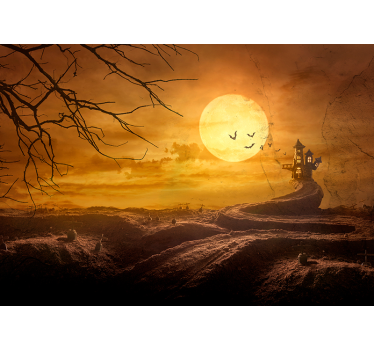 Fotobehang halloween spookachtige maanverlichte nacht - TenStickers