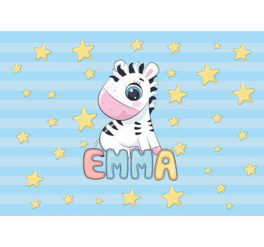 Fotobehang kinderkamer zebra en sterren - TenStickers