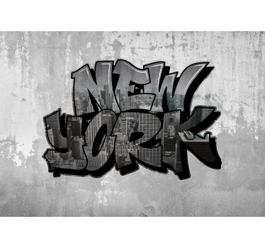 Fotobehang tienerkamer New York Graffiti met uitzicht stad - TenStickers