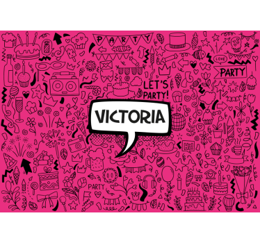 Fotobehang tekst laten we feestvieren - TenStickers