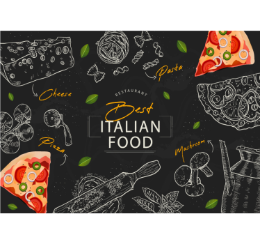Fotobehang muziek italiaanse culinaire lekkernijen - TenStickers
