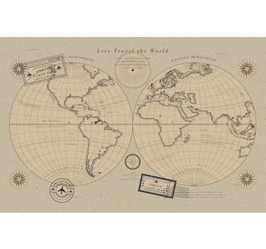 Fotobehang wereldkaart vintage wereldkaart - TenStickers