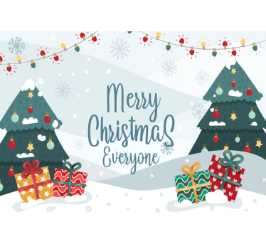 Kerstboomcadeautjes fotobehang kerst - TenStickers