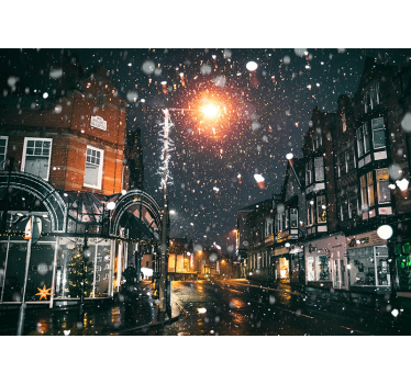 Feestelijk wintertafereel fotobehang kerst - TenStickers
