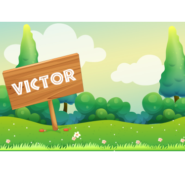 Speels groen landschap fotobehang kinderkamer - TenStickers