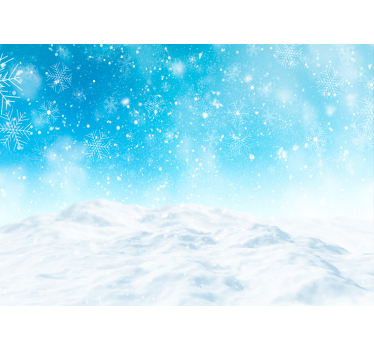Fotowand woonkamer Sneeuwvlokken op een blauw landschap - TenStickers