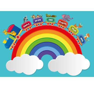 Regenboog trein avontuur foto behang babykamer - TenStickers