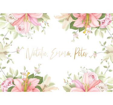 Gepersonaliseerd bloemstuk bloemen foto behang - TenStickers