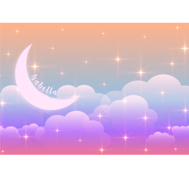 Gepersonaliseerde maanverlichte wolken foto behang liefde - TenStickers