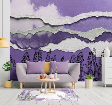 Lavendel veld abstract fotobehang - TenStickers
