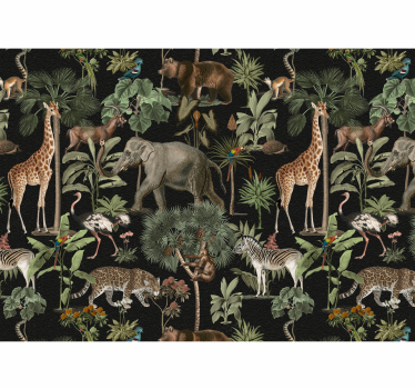 Wilde dieren scandinavische stijl behang - TenStickers