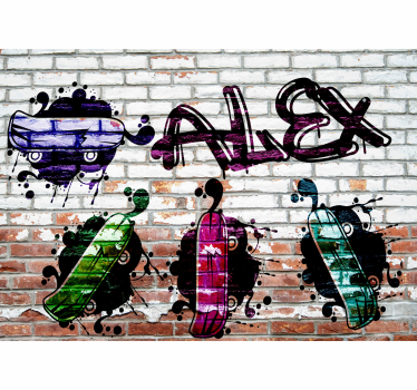 Fotobehang graffiti kleurvolle skateboard ontwerpen - TenStickers