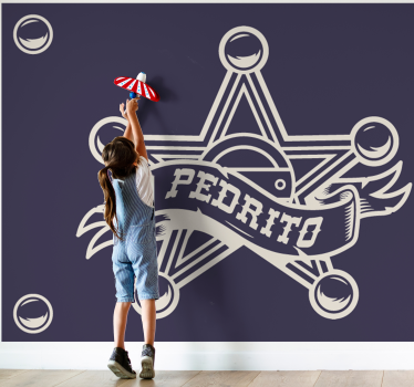 Fotobehang kinderkamer sheriff badge op maat - TenStickers