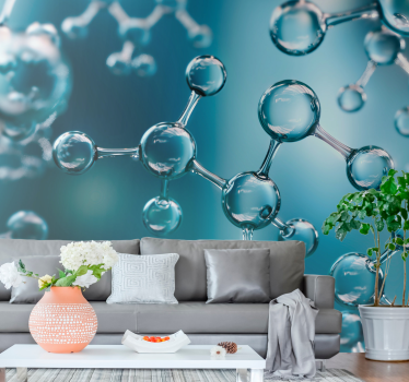 Abstract fotobehang moleculaire structuur golven - TenStickers