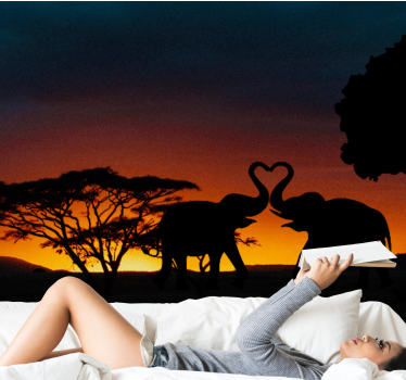 Afrika foto behang Olifant hart paar - TenStickers