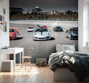 Fotobehang tienerkamer auto Racen op een baan - TenStickers