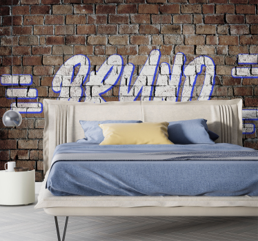 Baksteen graffiti met naam Fotobehang tienerkamer - TenStickers