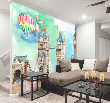 Ballon over tower bridge londen fotobehangen - TenStickers