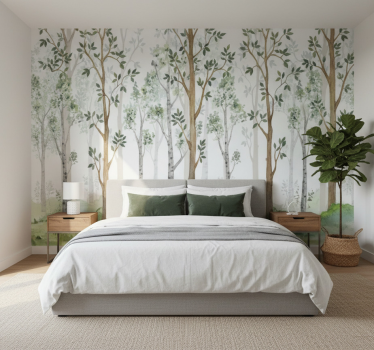 Behang bos minimalistische botanische kenmerk - TenStickers