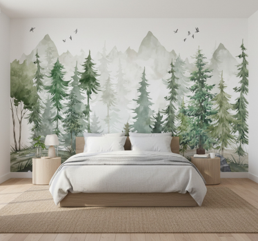 Behang bos nordic pine minimal - TenStickers