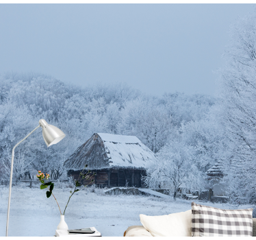 Besneeuwd winterlandschap fototapet landschap - TenStickers