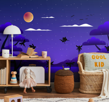 Betoverde nachtelijke hemel fotobehang kinderkamer - TenStickers