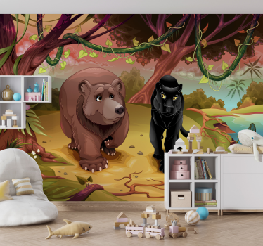 Betoverende wilde dieren fotobehang kinderkamer - TenStickers