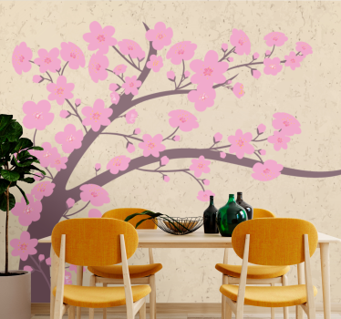 Bloemen foto behang bloeiende kerselaar - TenStickers