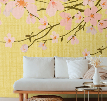 Bloemen foto behang bloeiende kersen takken - TenStickers