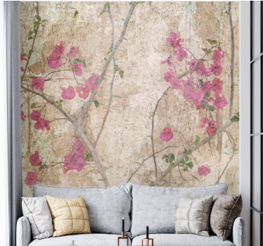 Bloemen foto behang bougainvillea in het roze - TenStickers