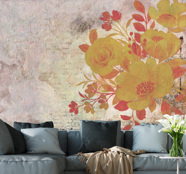 Bloemen foto behang gele bloemencompositie - TenStickers