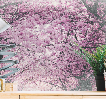 Bloemen foto behang kersenbloesemboomgaard - TenStickers