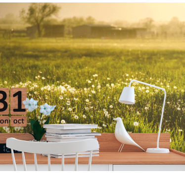 Bloemen foto behang paardenbloemweide scène - TenStickers