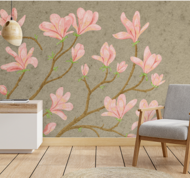 Bloemen foto behang roze magnolia bloesems - TenStickers