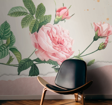 Bloemen foto behang rozenboeket in roze - TenStickers