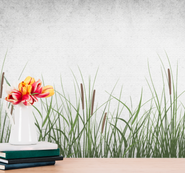 Bloemen foto behang tulp en gras - TenStickers