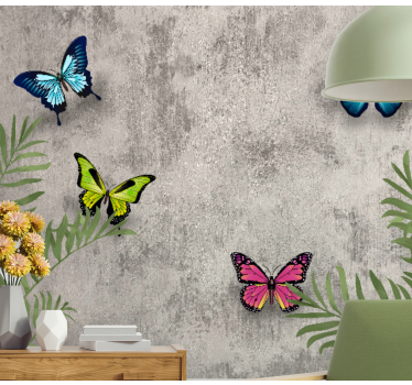 Bloemen foto behang vlinders en bladeren - TenStickers