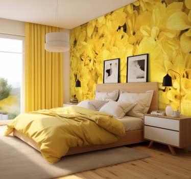 Bloemenblaadjes Foto behang geel - TenStickers