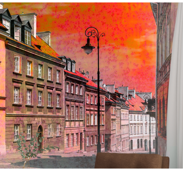 Charmante europese straat fotobehang stad - TenStickers