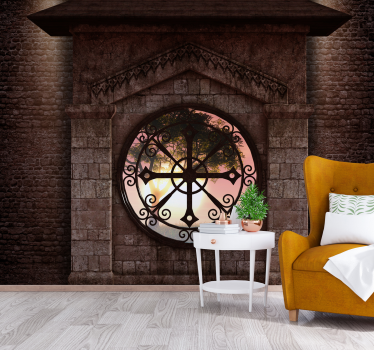 Cirkelvormig stenen raam fotobehang 3d - TenStickers