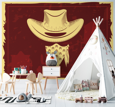 Fotobehang kinderkamer cowboyhoed en bandana - TenStickers