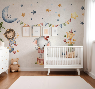 Dromerig circus foto behang babykamer - TenStickers