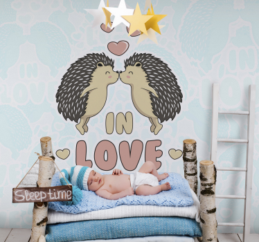 Fotobehang kinderkamer hedgehog love display - TenStickers