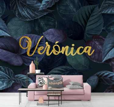 Elegant bladpatroon bloemen foto behang - TenStickers