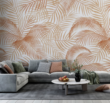 Exotische palmen terracotta fototapet - TenStickers