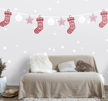 Feestelijke kousen slingers fotobehang kerst - TenStickers