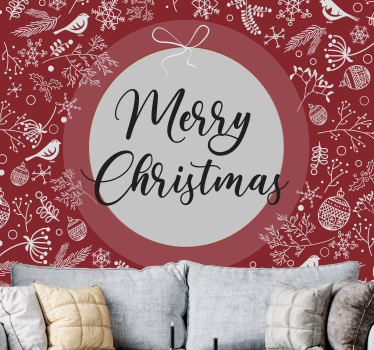 Feestelijke vakantiewensen fotobehang kerst - TenStickers